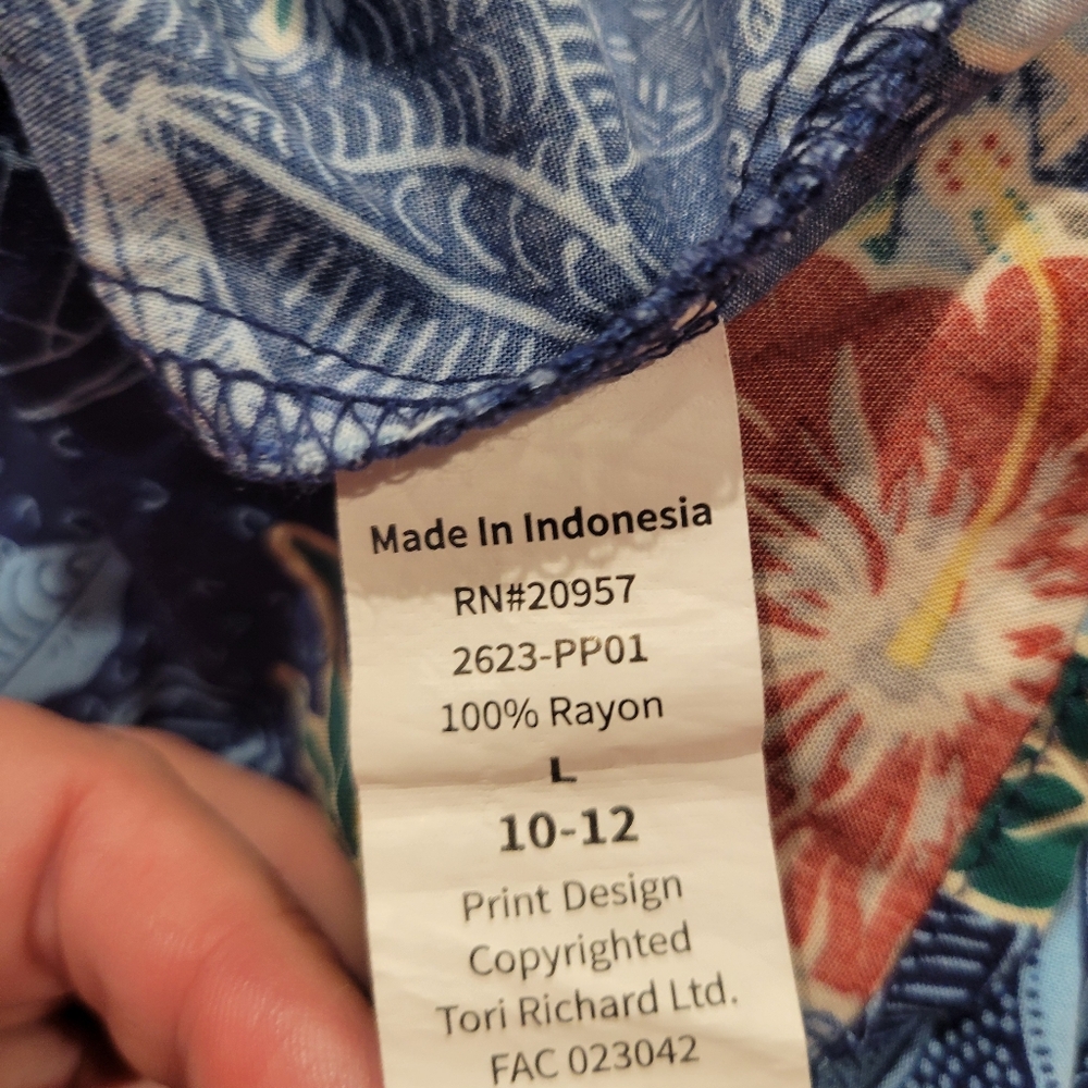 Tori Richard Kids Size L Disney Aulani Blue Tropical Sun Dress - Picture 5 of 5
